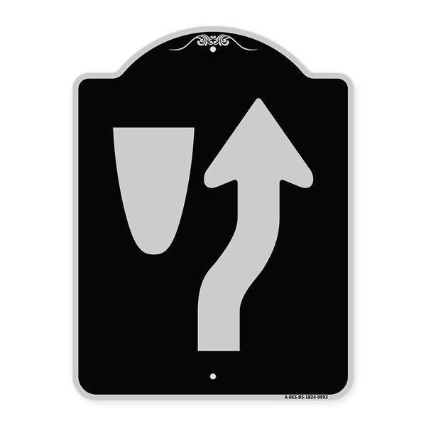 Designer Series-Beware Of Curb Graphic Black & Silver Heavy-Gauge Aluminum, 24" x 18", BS-1824-9993